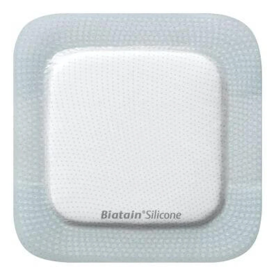 Pansement en mousse de polyuréthane Biatain avec bordure adhésive en silicone 7,5x7,5 cm 10 pièces