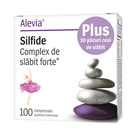 Abnehmkomplex Forte Silfide, 100 Tabletten + Abnehmtee, 30 Dosen, Alevia