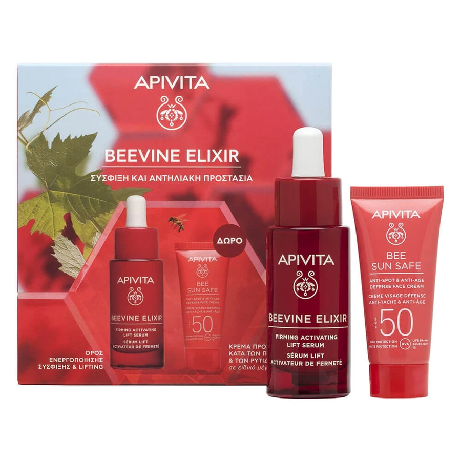 Apivita Promo Pack Beevine Elixir Firming & Lifting Activating Serum 30 ml & FREE Bee Sun Safe Anti-Spot & Anti-Age Face Cream SPF50 15 ml