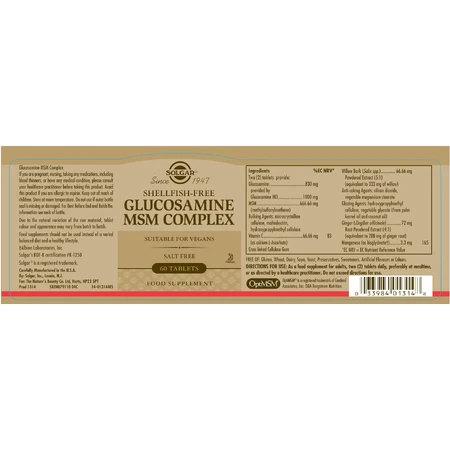 MSM Glucosamine Complex, 60 tabletten, Solgar