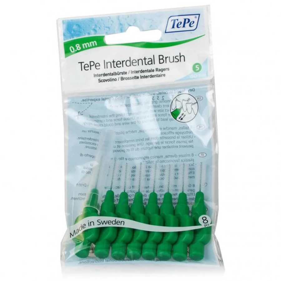 TePe Medium 0,8 mm Medium Borstels Groen 8st