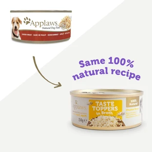 APPLAWS, Huhn und Reis Filet, Nassfutter für Hunde in Dosen, (in Suppe), 156g