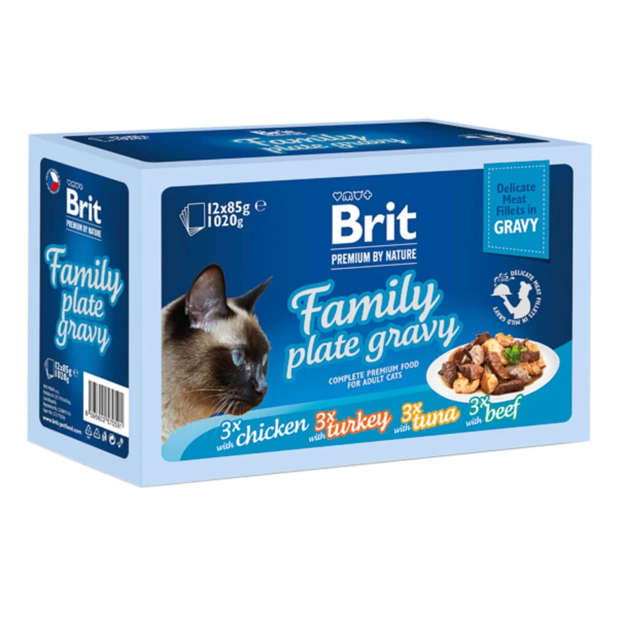 BRIT Premium by Nature Delicate Family Plate, Meat, can moist cat food, (in sauce), multipack, 85g x 12pcs