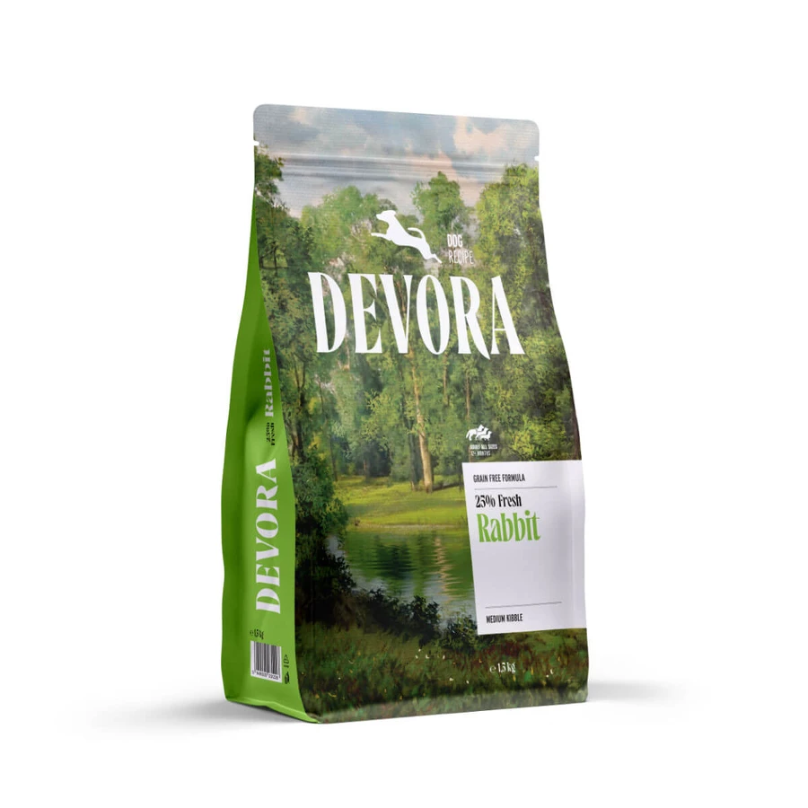 DEVORA Monoprotein, XS-XL, Coniglio, cibo secco monoproteico, senza cereali, 1,5kg