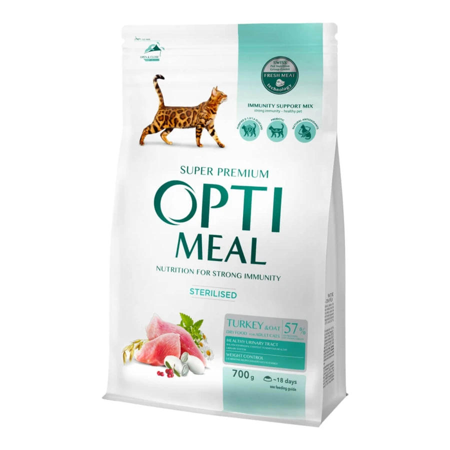 OPTIMEAL Sterilized, Truthahn, Trockenfutter für sterilisierte Katzen, 700g