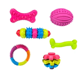 Rubber toy dogs medium size, 6 models 1 piece