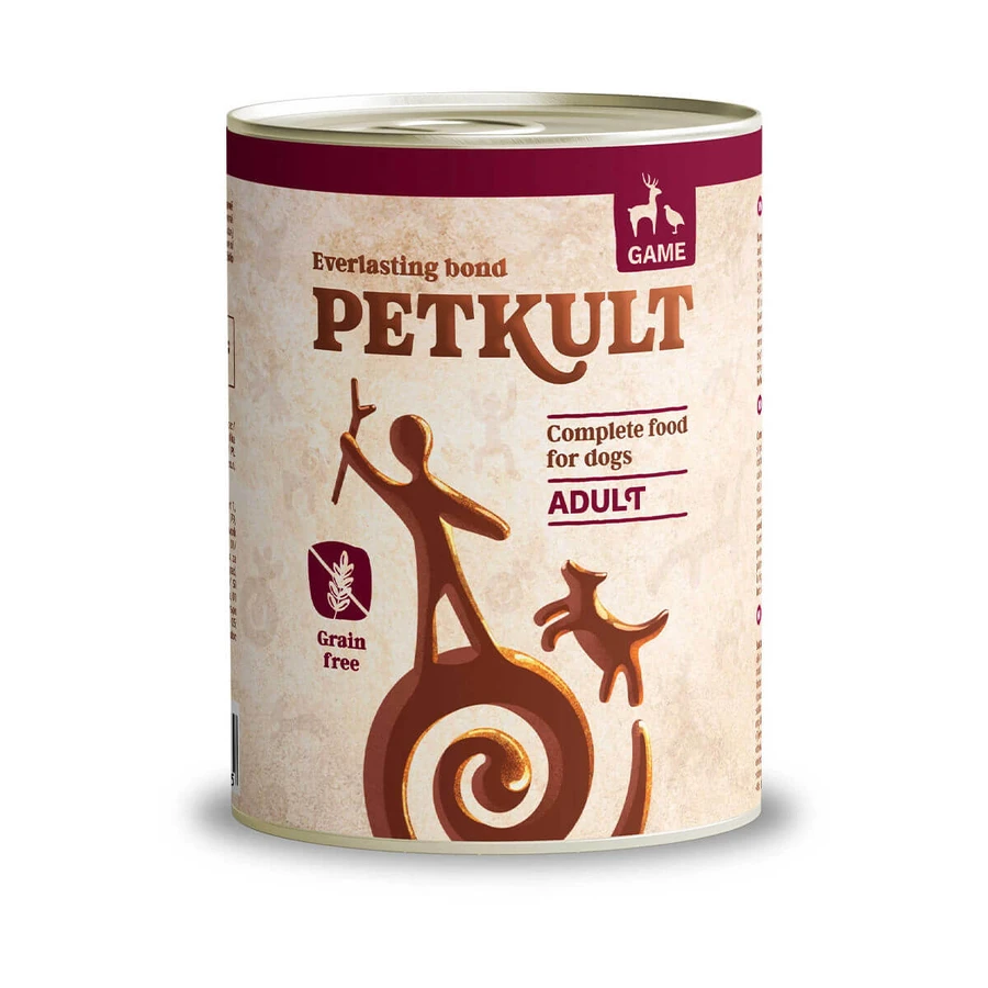 PETKULT Grain Free Adult, Hunted, comida húmeda en lata sin cereales para perros, 800g