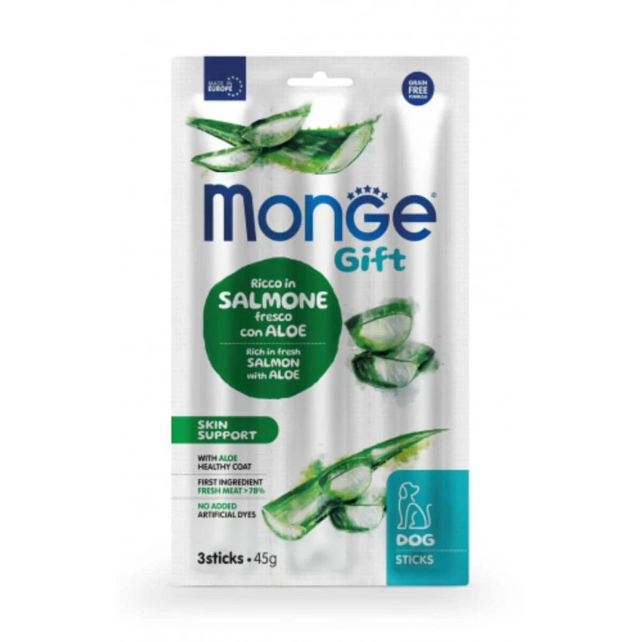 MONGE MONGE Gift Skin Support, XS-XL, Salmon and Aloe Vera, functional grain-free reward pouch for dogs, skin & fur, 45g