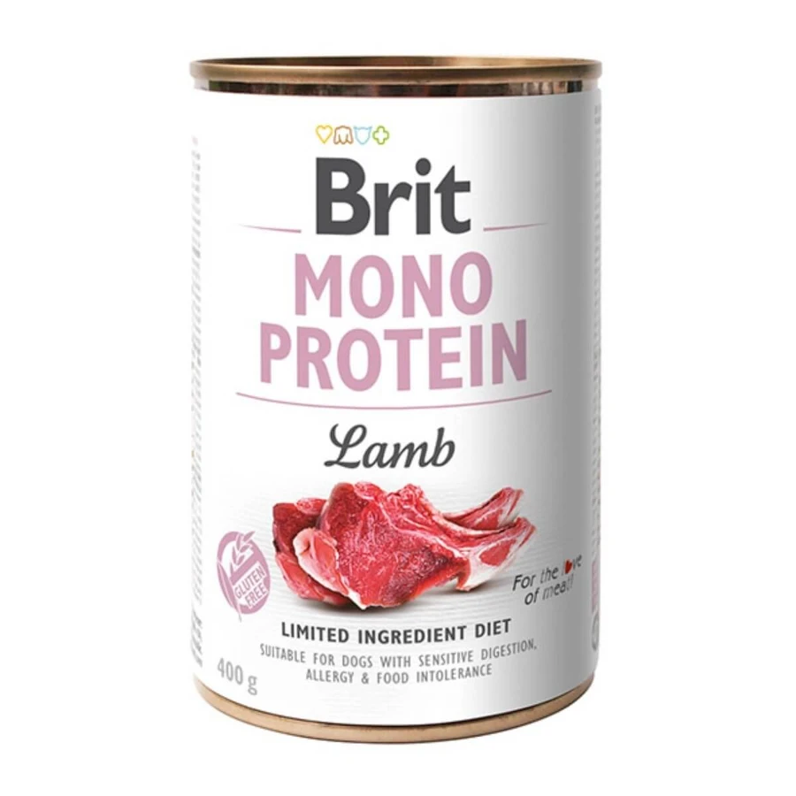 BRIT Mono Protein, Lamb, nourriture humide en conserve sans céréales pour chiens, (pâté), 400g