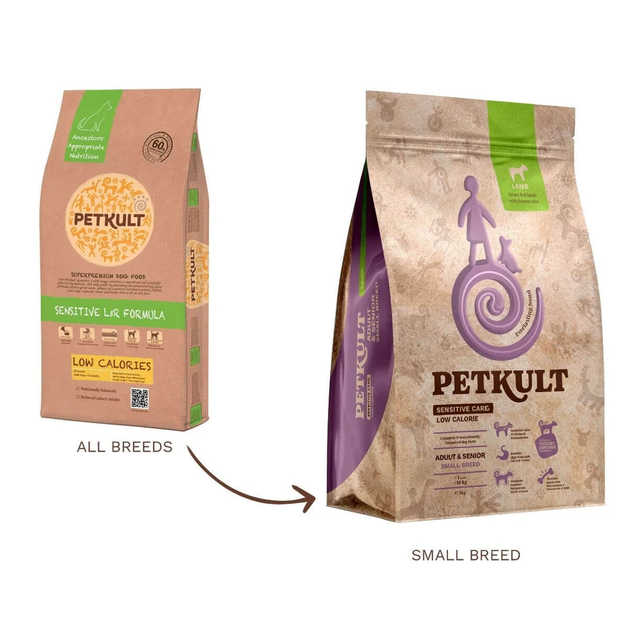 PETKULT Sensitive Care Low Calorie Adult and Senior Small Breed, XS-S, Honig und brauner Reis, Trockenfutter für Hunde, Allergien, Fettleibigkeit, 3kg