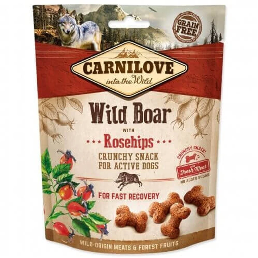 CARNILOVE Crunchy Snack, Dzik z dziką różą, funkcjonalne bezzbożowe nagrody dla psów, rekonwalescencja, 200g: ceny i cechy