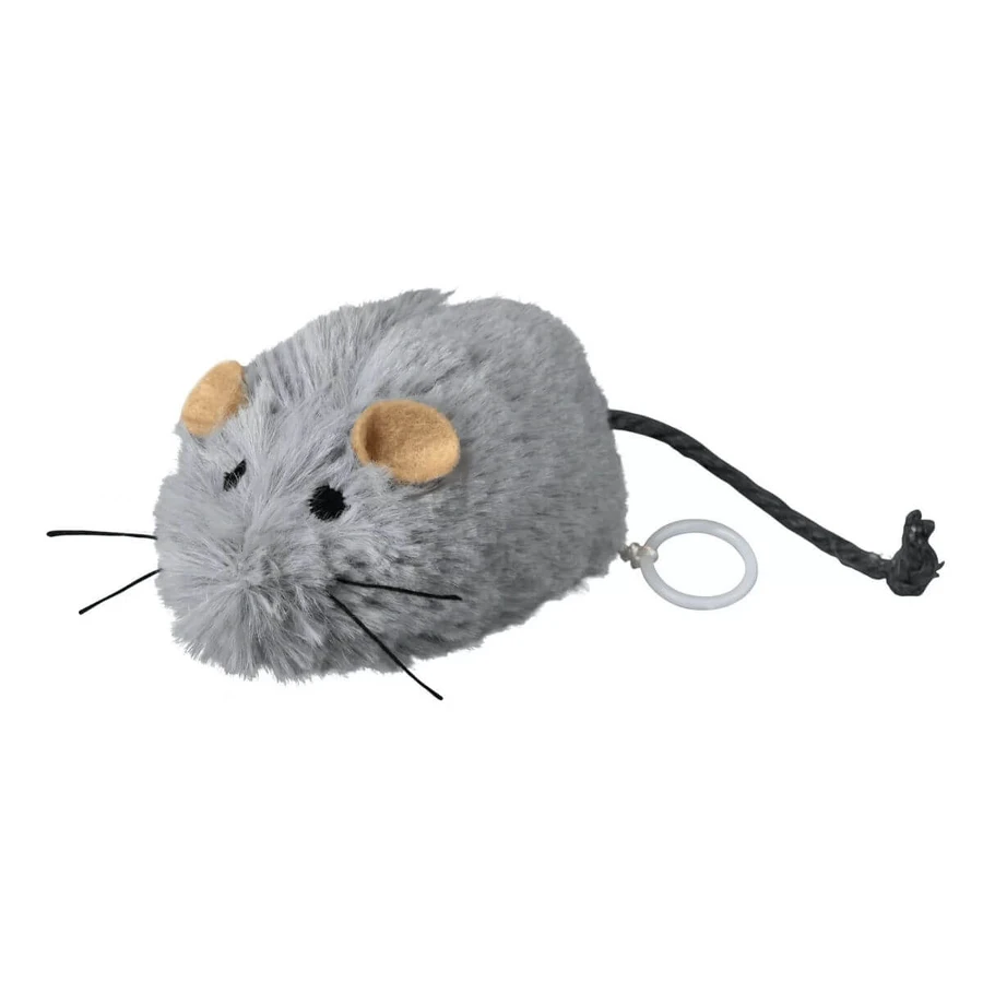 Trixie, cat mouse toy with sound, plush, gray, 8cm
