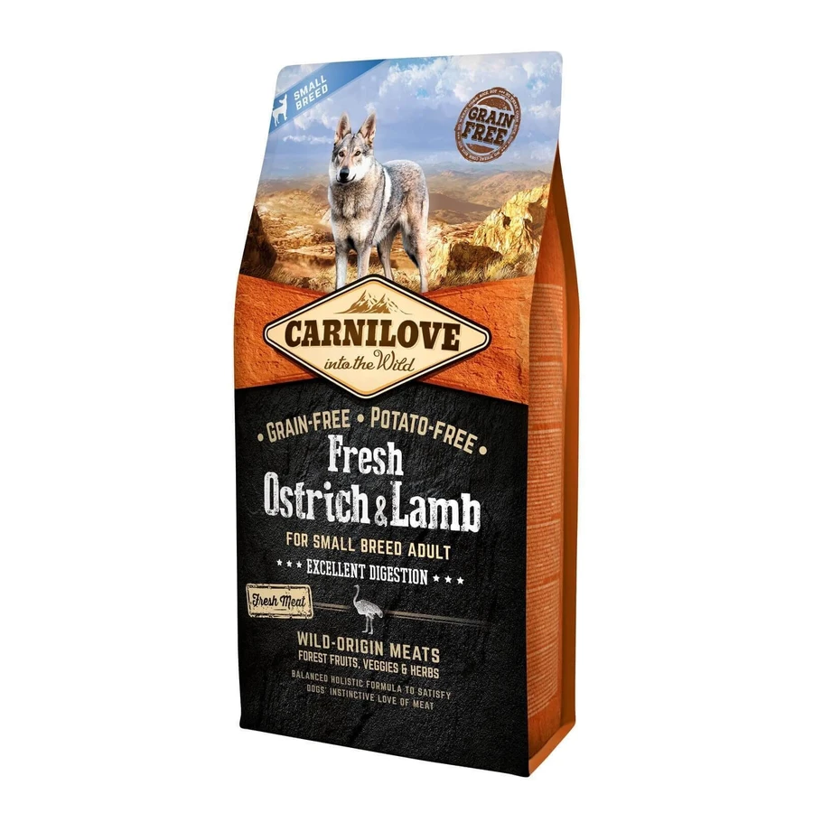 CARNILOVE Fresh Excellent Digestion Fresh Excellent Digestion XS-S, Struzzo e Agnello, cibo secco senza cereali per cani con sensibilità digestive, 1,5 kg