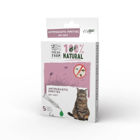FRESH FARM, natural external cat deworming, repellent pipette, 2ml x 5pcs