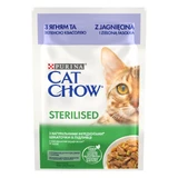 PURINA Cat Chow Sterilized, Lamm und grüne Bohnen, Beutel Nassfutter für sterilisierte Katzen, (in Sauce), 85g
