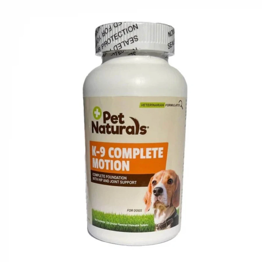 PET NATURALS K-9 Complete Motion, XS-XL, Gelenksystem-Ergänzung für Hunde, Huhn, Klickflasche, 120 Tabletten