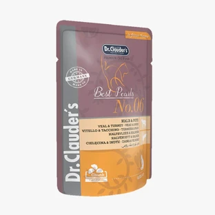 DR. CLAUDER'S, Vițel și Curcan, plic hrană umedă pisici, (în sos), 100g
