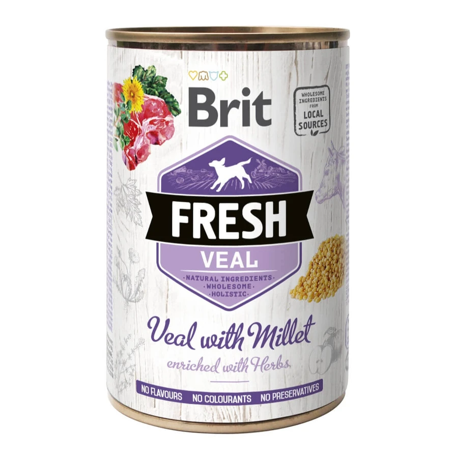 BRIT Fresh, Calf with Mei, canned grain-free wet dog food, (in aspic), 400g