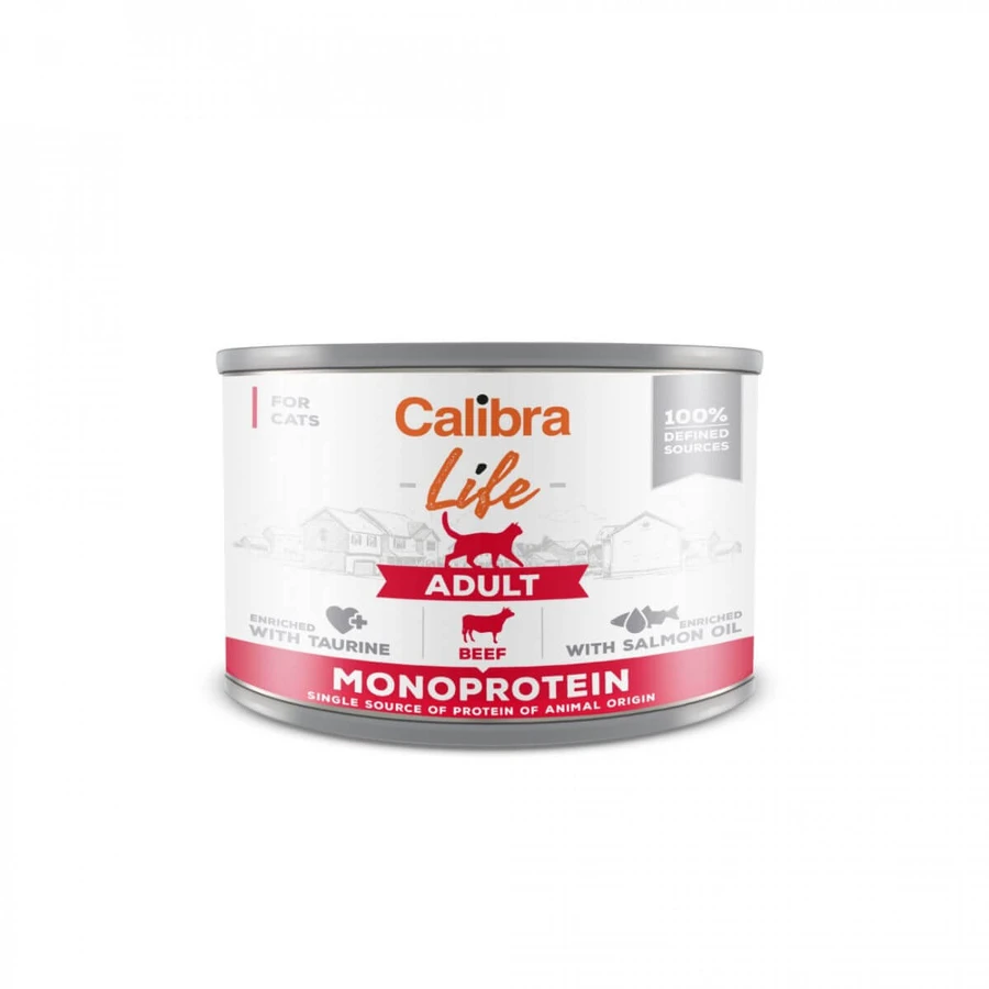 CALIBRA Life, Rindfleisch, getreidefreies Single-Protein-Feuchtfutter in Dosen für Katzen, (Pastete), 200g