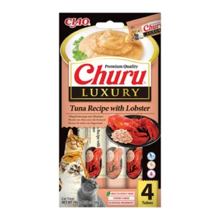 INABA Churu Luxury, Thunfisch und Hummer, getreidefreier Belohnungsbeutel für Katzen, (Püree), 56g
