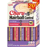 INABA Churu Haarbal Controle Variaties, Kip en Tonijn, graanvrije katten beloningsbox, haarbal controle, (puree), 280g