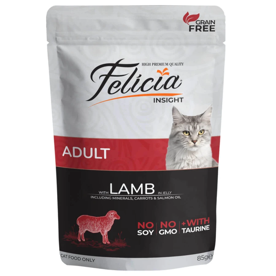 FELICIA, Lamm, Beutel mit getreidefreiem Katzenfutter, (in Aspik), 85g