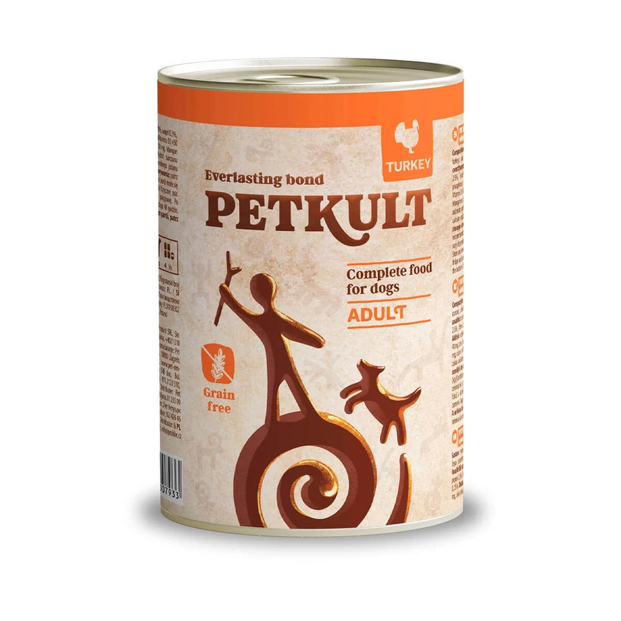 PETKULT Grain Free Adult, Turkey, canned grain free wet food for dogs, 400g