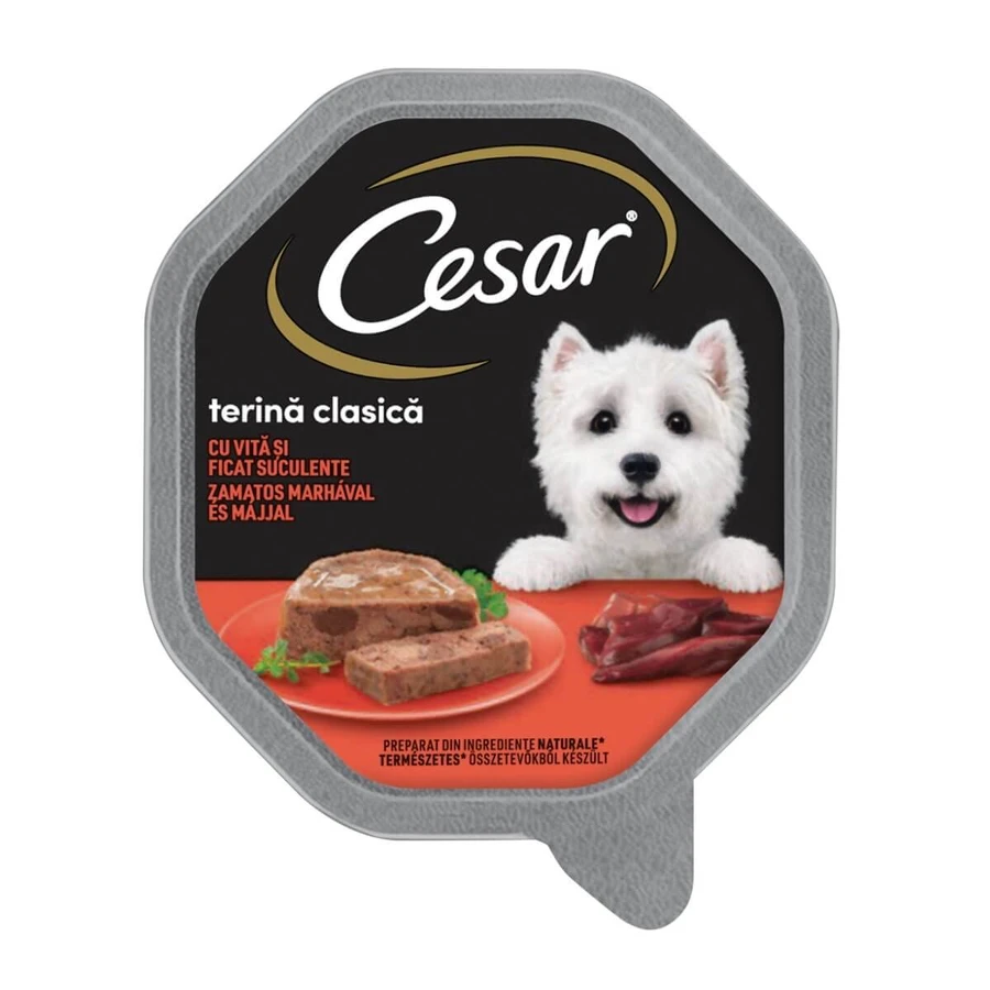 CESAR Classic Terine, Wołowina i Wątróbka, mokra karma dla psów (pasztet), 150g: ceny i cechy