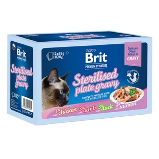 BRIT Premium by Nature Delicate Delicate Sterilized Family Plate, Meat, canned wet food for sterilized cats, (in sauce), multipack, 85g x 12pcs