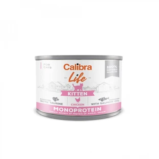 CALIBRA Life Kitten, Kip, ingeblikt enkelvoudig eiwit graanvrij natvoer voor jonge katten, (pate), 200g