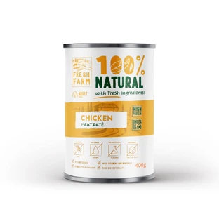 FRESH FARM Smooth, XS-XL, Kip, vochtig hondenvoer in blik, (pate), 400g