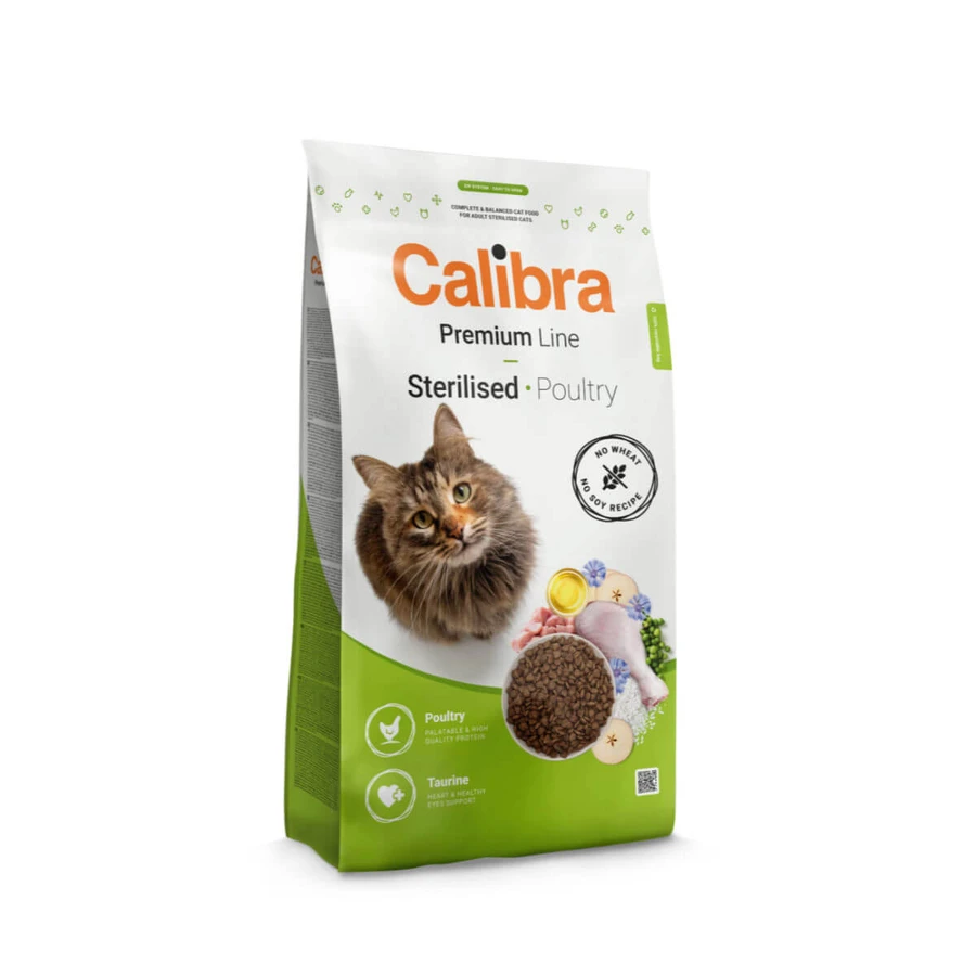 CALIBRA Premium Line Sterilized, Bird, alimento seco para gatos esterilizados, 2kg