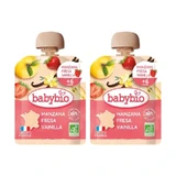 Babybio Pouch Manzana Fresa Vainilla, Pack 2 x 90 gr