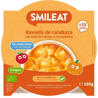 Smileat Kleiner Teller Kürbisravioli mit Tomatensoße Eco, 190 g
