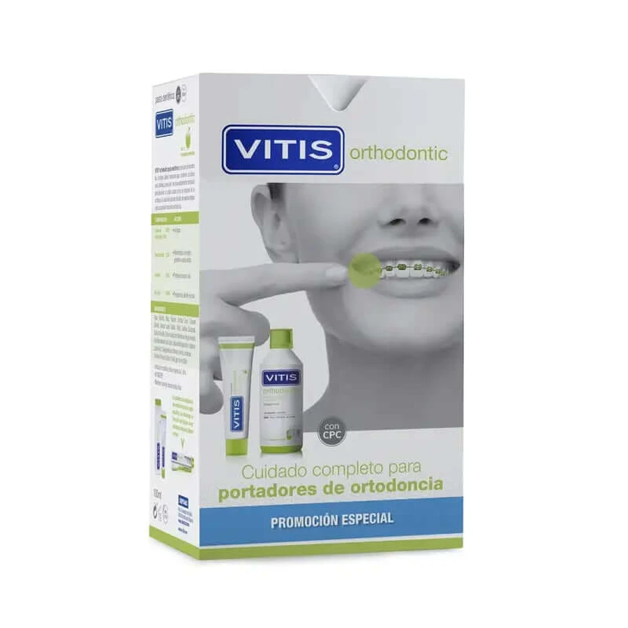 VITIS Pack pastă de dinți ortodontică 100 ml + apă de gură 500 ml