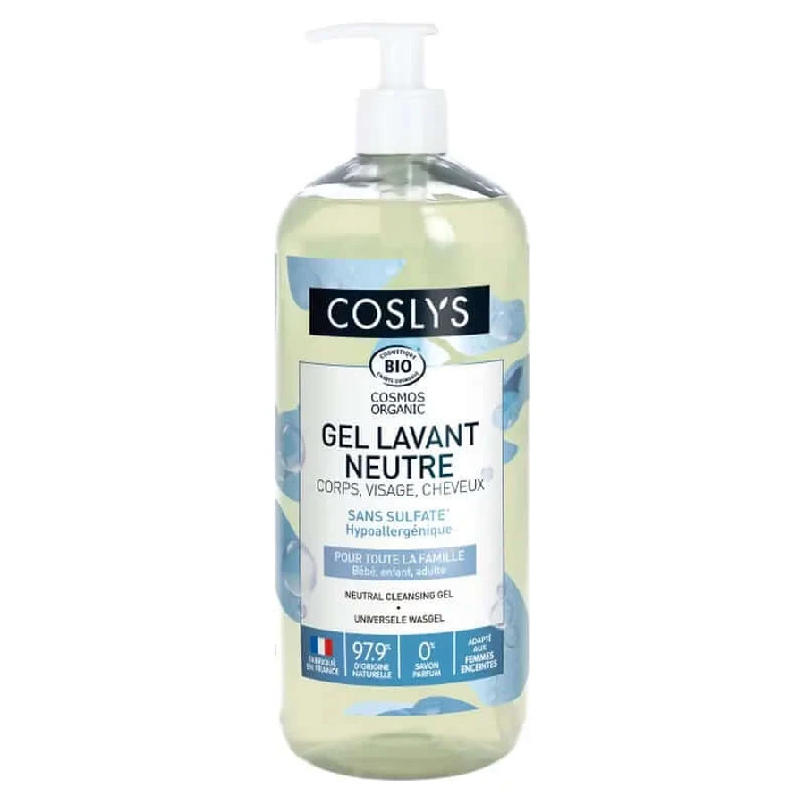 Coslys Universal Gel de duș neutru: fără parfum, față, corp și păr, 1000 ml