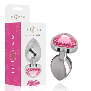 Plug anale intenso in metallo alluminio cuore rosa taglia L