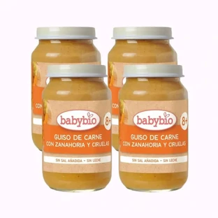 Babybio Rundvleesstoofpot met wortel en pruimen, verpakking 4 x 200 gram