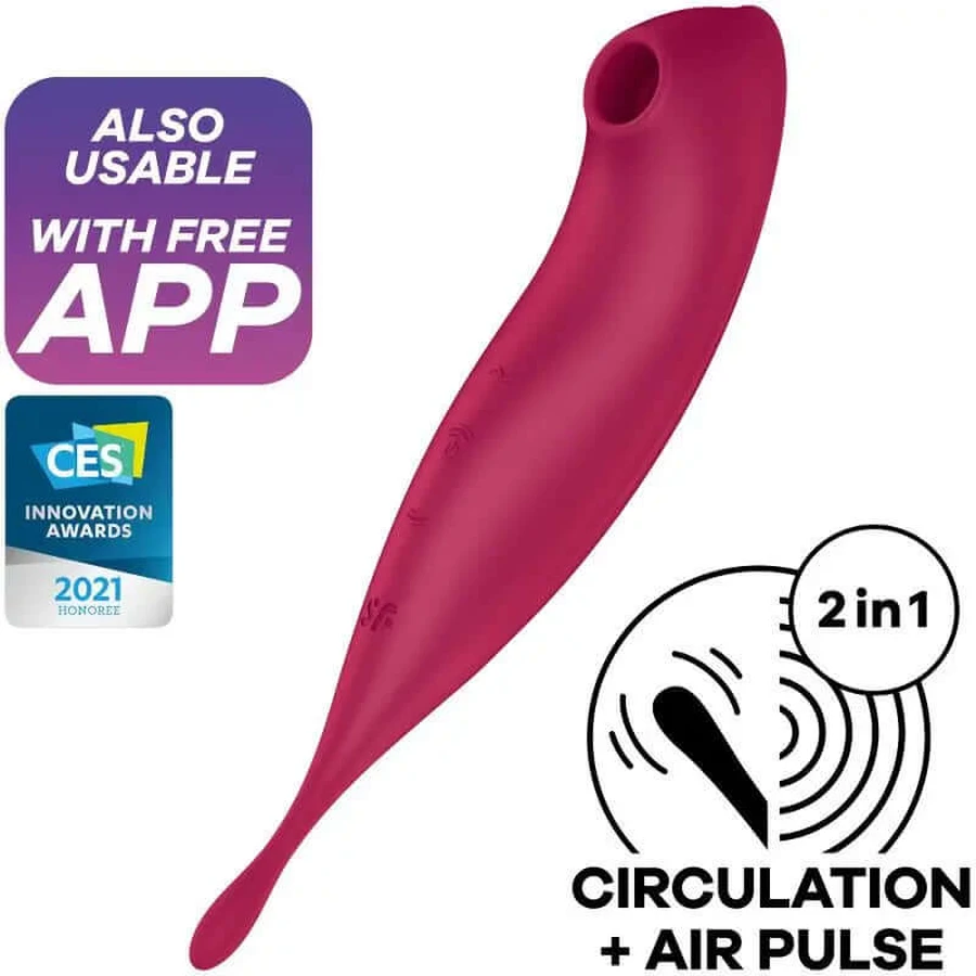 Satisfyer Connect Twirling Pro+ Stimulator & Vibrator App - Roșu