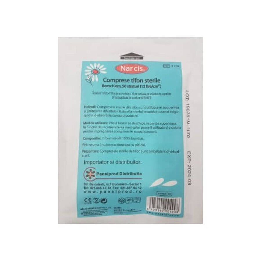 Sterile gauze pads, 8x10 cm, 50 layers, Narcissus