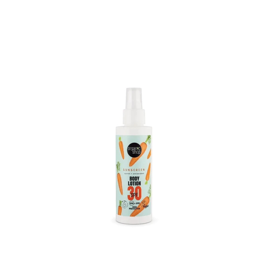 Organic Shop Loțiune de corp cu protecție solară Carotă + Antioxidant Spf30, 150 Ml