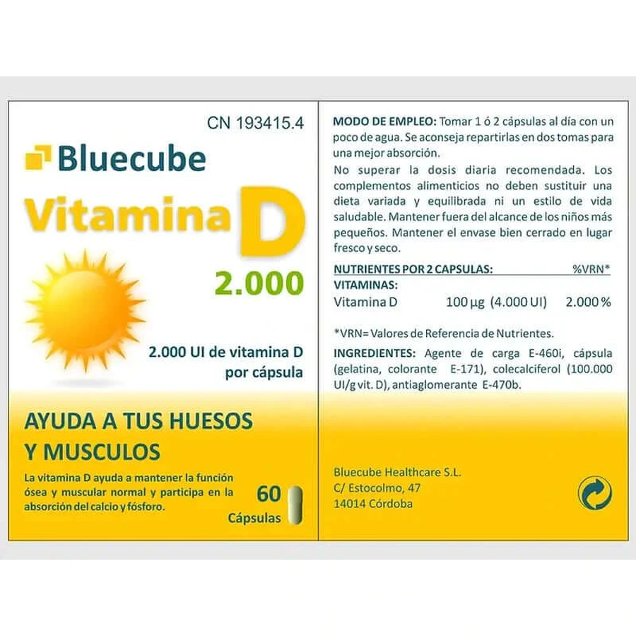Bluecube Healthcare Witamina D 2000, 60 kapsułek: ceny i cechy