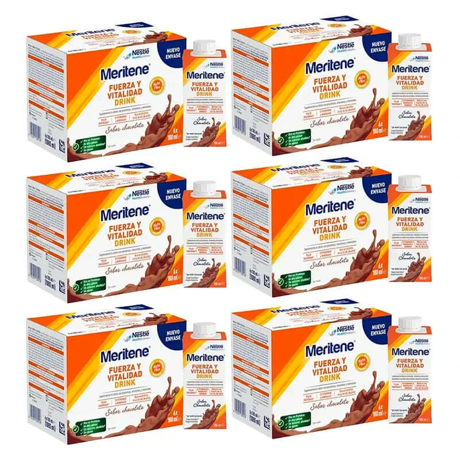 Meritene Kracht & Vitaliteit Chocolade, Pak 6 Dozen 6 x 180 ml