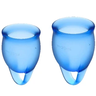 Kit cupă menstruală Satisfyer Feel Confident Intense Blue 15 + 20 Ml