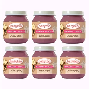 Babybio Apple Plum, pachet 6 x Plum, 130g