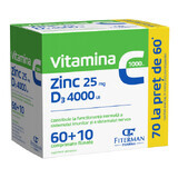 Vitamin C 1000 mg + Zn 25 mg + D3 4000UI, 60 + 10 Filmtabletten, Fiterman