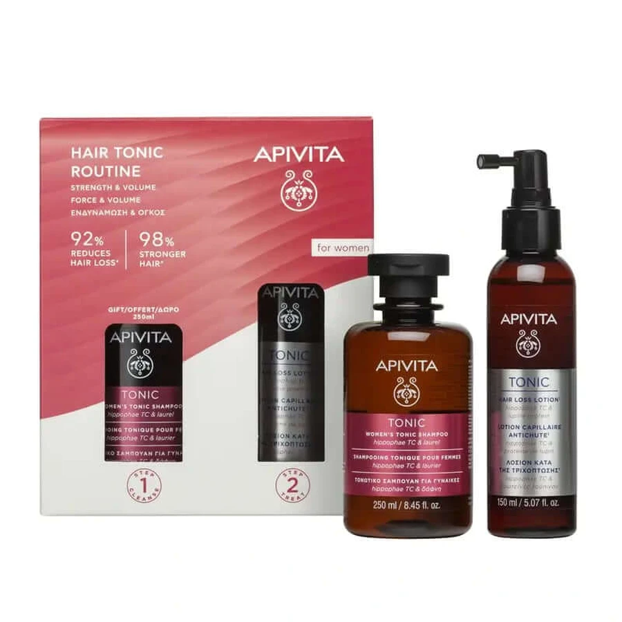 Apivita Tonic Promo Women'S Hair Routine Anti-Hair Loss Lotion, 150 Ml + Tonic Shampoo 250 Ml + Free Tonic Shampoo 250 Ml