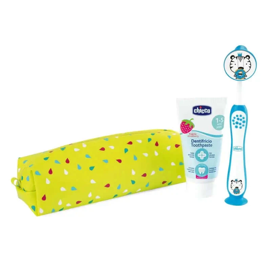 Chicco Blue Dental Set Blue Tiger Blue 36M+