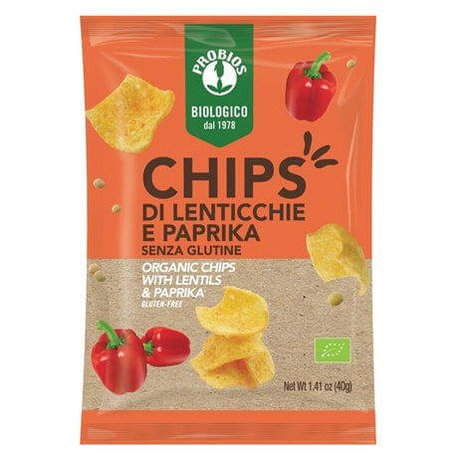 Chipsuri cu linte si paprika, 40 g, Probios