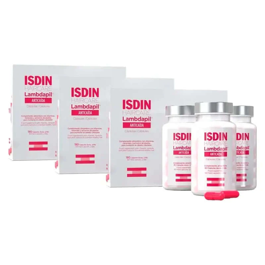 Isdin Lambdapil Anticaida Capsule, Confezione 3 x 180 Unità